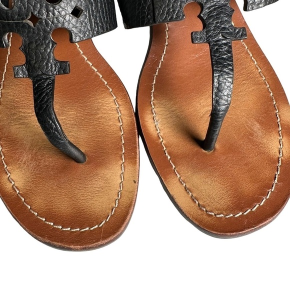 Tory Burch Black Moore Elba Tumbled Leather Thong in Black size 9 - Picture 6 of 15